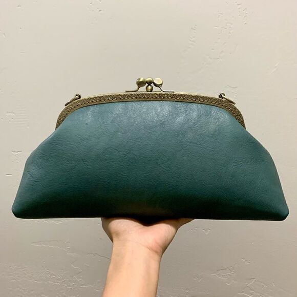 Handsewn Genuine Premium Leather Double Kiss-lock Clutch/Shoulder Bag/Crossbody - Picture 4 of 16